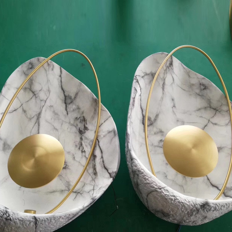 LED Luxury Imitation Marble Wall Lamp Living Room Bedroom Home Decor Light Resin Nordic Hotel Bedside Aisle Corridor Lighting